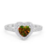 Halo Dazzling Heart Promise Ring Round Simulated CZ 925 Sterling Silver