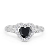 Halo Dazzling Heart Promise Ring Round Simulated CZ 925 Sterling Silver