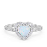 Halo Dazzling Heart Promise Ring Round Simulated CZ 925 Sterling Silver