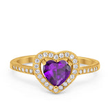 Halo Dazzling Heart Promise Ring Round Simulated CZ 925 Sterling Silver