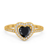 Halo Dazzling Heart Promise Ring Round Simulated CZ 925 Sterling Silver