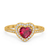 Halo Dazzling Heart Promise Ring Round Simulated CZ 925 Sterling Silver