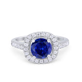 Solitaire Accent Wedding Ring Round Simulated CZ 925 Sterling Silver