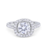 Solitaire Accent Wedding Ring Round Simulated CZ 925 Sterling Silver