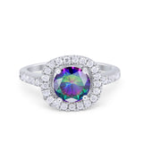 Solitaire Accent Wedding Ring Round Simulated CZ 925 Sterling Silver