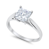 Solitaire Engagement Ring Simulated Cubic Zirconia 925 Sterling Silver