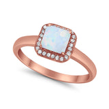 Halo Engagement Ring Simulated Cubic Zirconia 925 Sterling Silver