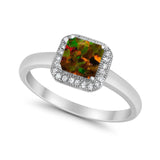 Halo Engagement Ring Simulated Cubic Zirconia 925 Sterling Silver