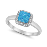 Halo Engagement Ring Simulated Cubic Zirconia 925 Sterling Silver