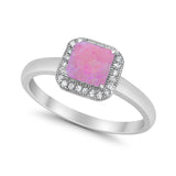 Halo Engagement Ring Simulated Cubic Zirconia 925 Sterling Silver