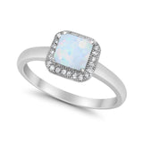 Halo Engagement Ring Simulated Cubic Zirconia 925 Sterling Silver