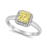 Halo Engagement Ring Simulated Cubic Zirconia 925 Sterling Silver