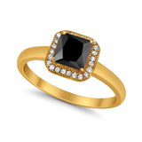 Halo Engagement Ring Simulated Cubic Zirconia 925 Sterling Silver