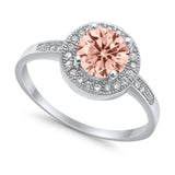 Halo Art Deco Engagement Ring Simulated Cubic Zirconia 925 Sterling Silver