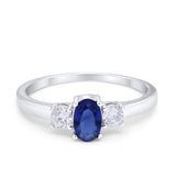 Solitaire Engagement Ring Oval Simulated Cubic Zirconia 925 Sterling Silver