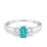 Solitaire Engagement Ring Oval Simulated Cubic Zirconia 925 Sterling Silver