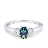 Solitaire Engagement Ring Oval Simulated Cubic Zirconia 925 Sterling Silver