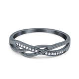 Infinity Twisted Half Eternity Wedding Band Ring Round Simulated Cubic Zirconia 925 Sterling Silver