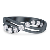 Journey Ring Round Eternity Simulated Cubic Zirconia 925 Sterling Silver