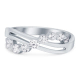 Journey Ring Round Eternity Simulated Cubic Zirconia 925 Sterling Silver