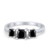 Three Stone Engagement Ring Simulated Cubic Zirconia 925 Sterling Silver