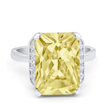 Engagement Ring Radiant Cut Simulated Cubic Zirconia 925 Sterling Silver