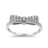 Wedding Ring Ribbon Shape Round Simulated Cubic Zirconia 925 Sterling Silver