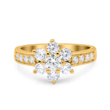Flower Solitaire Wedding Engagement Ring Simulated Cubic Zirconia 925 Sterling Silver