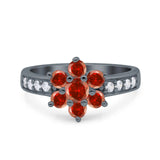 Flower Solitaire Wedding Engagement Ring Simulated Cubic Zirconia 925 Sterling Silver