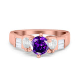 Round Wedding Ring Pear & Baguette Simulated Cubic Zirconia 925 Sterling Silver