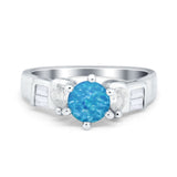 Round Wedding Ring Pear & Baguette Simulated Cubic Zirconia 925 Sterling Silver