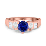 Round Wedding Ring Pear & Baguette Simulated Cubic Zirconia 925 Sterling Silver