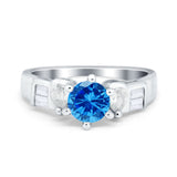 Round Wedding Ring Pear & Baguette Simulated Cubic Zirconia 925 Sterling Silver