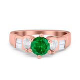 Round Wedding Ring Pear & Baguette Simulated Cubic Zirconia 925 Sterling Silver