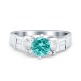 Round Wedding Ring Pear & Baguette Simulated Cubic Zirconia 925 Sterling Silver
