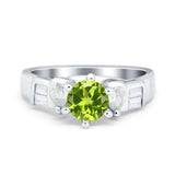 Round Wedding Ring Pear & Baguette Simulated Cubic Zirconia 925 Sterling Silver