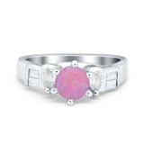 Round Wedding Ring Pear & Baguette Simulated Cubic Zirconia 925 Sterling Silver