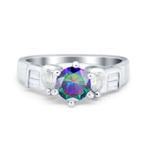 Round Wedding Ring Pear & Baguette Simulated Cubic Zirconia 925 Sterling Silver
