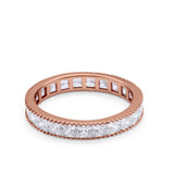 Full Eternity Wedding Band Ring Simulated CZ 925 Sterling Silver