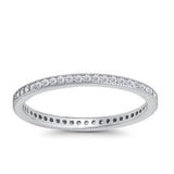 Stackable Full Eternity Wedding Band RingS Simulated CZ 925 Sterling Silver