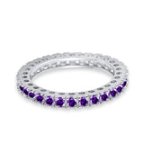 Eternity Wedding Band Rings Round Simulated CZ 925 Sterling Silver