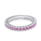 Eternity Wedding Band Rings Round Simulated CZ 925 Sterling Silver