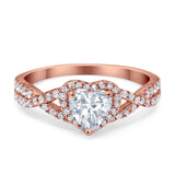 Heart Promise Ring Infinity Shank Simulated Cubic Zirconia 925 Sterling Silver
