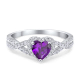 Heart Promise Ring Infinity Shank Simulated Cubic Zirconia 925 Sterling Silver