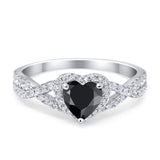 Heart Promise Ring Infinity Shank Simulated Cubic Zirconia 925 Sterling Silver