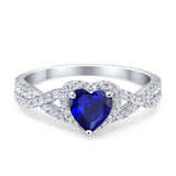 Heart Promise Ring Infinity Shank Simulated Cubic Zirconia 925 Sterling Silver