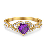 Heart Promise Ring Infinity Shank Simulated Cubic Zirconia 925 Sterling Silver