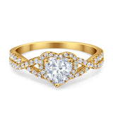 Heart Promise Ring Infinity Shank Simulated Cubic Zirconia 925 Sterling Silver