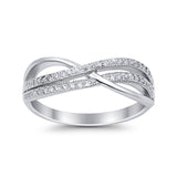Crisscross Infinity Rings Eternity Simulated CZ 925 Sterling Silver