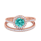 Halo Vintage Style Wedding Ring Piece Simulated Cubic Zirconia 925 Sterling Silver